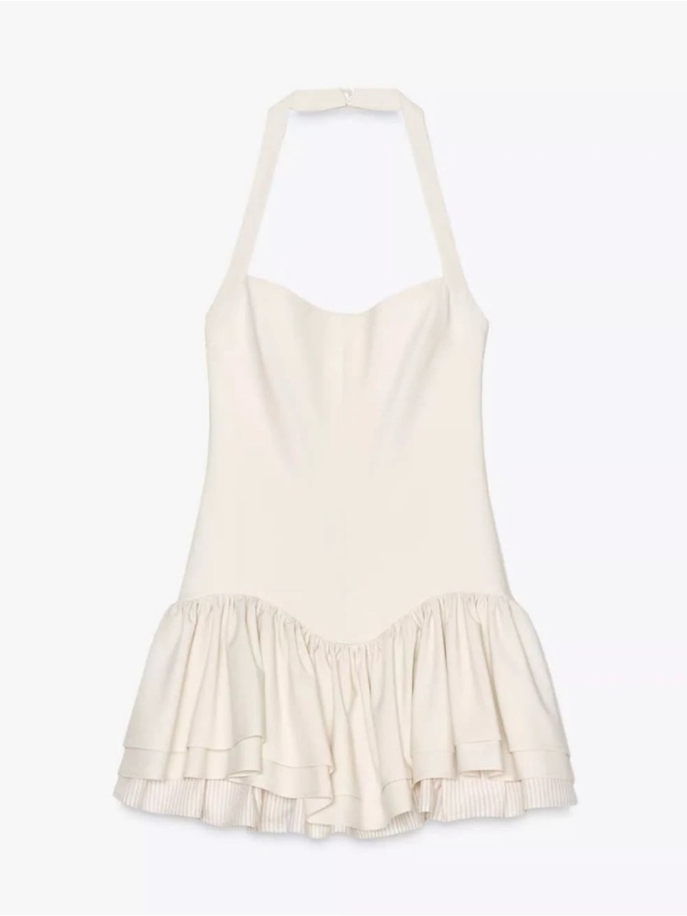 Halter Ruffle Mini Dress/Jumpsuit in Cream